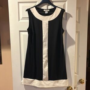 Black and Cream Sleeveless Dress